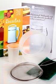 Máquina de leite de soja: acessórios, manual de uso e livro de receitas